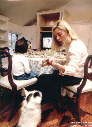 Marie Chantal and Olympia in their family kitchen