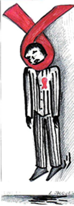 Dessin de Laurent Jacqua: le pendu sid&eacute;en