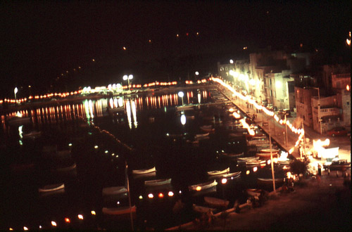 Night lights over Marsascala Bay and Promenade