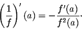 \begin{displaymath}f'(a) = n a^{n-1}\cdot\end{displaymath}