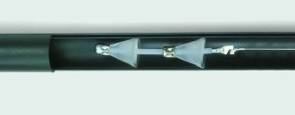 The two-headed dart blown through the plastic conduit