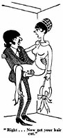 cartoon from the newspapers after the wedding reading 'Right . . .  Now get your hair cut.'