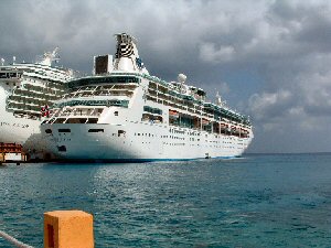 color corrected picture of Rhapsody Of The Seas docked at Cozumel
