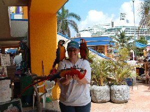 orignal picture of Elizabeth with parrots