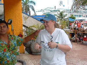 original picture of Elizabeth with parrots