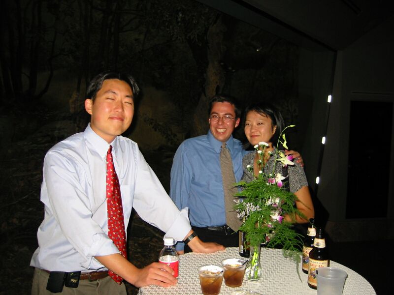 A smirking John w/Patrick and Yoshi