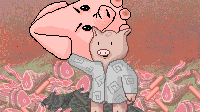 Ton carrying Ika on his shoulder (like some oversized Pikachu)