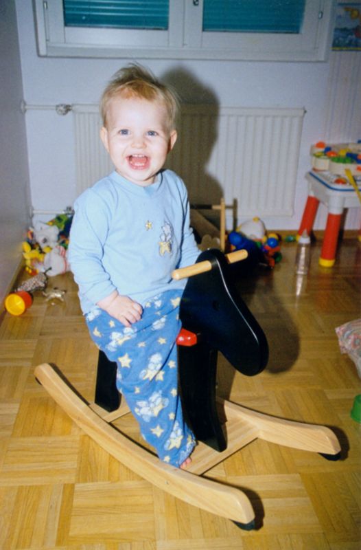 Elina on her rocking horsey (or is it a dog?).