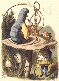 THE CATERPILLAR TOOK the HOOKAH OUT of his MOUTH.