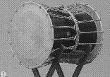 Drumskin fixed by ropes