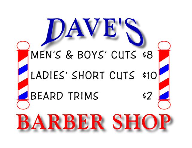 "Dave's Barber Shop" (copyright 1999 Melissa Aellos)
