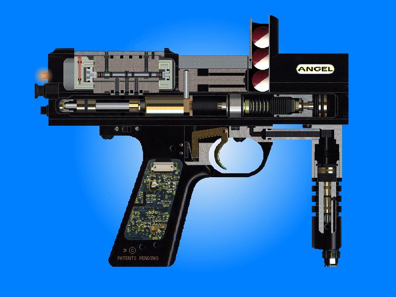 Cut away Diagram of the Angel Paintball marker