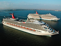 Carnival Victory And Carnival Destiny Sailing Together In New York Harbor