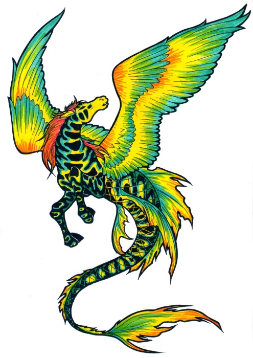 hipocampus with wings, artist unknown