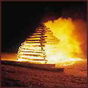 A large college bonfire from 40s. 