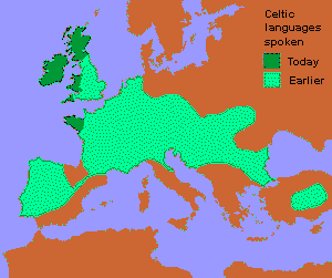 Map of ancient Europe showing areas colonized at one time, the scottish area is a bit overdone as few lowlanders in Eastern Scotland are into the Celtic Languages or even Old Scots tongue 