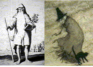 two typical traditional stereotypes of druids and witches