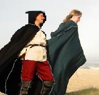 Running with cloaks catching the wind