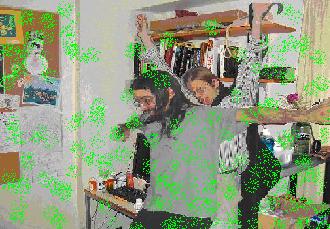 Sean leaps in front of Matt while green powder fills the room.