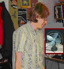 Matt standing next to the fan