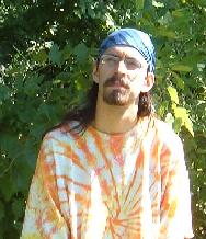  Sean in Spring apparell, in what he believes is excellent camoflauge for mingling with hippy Druids 