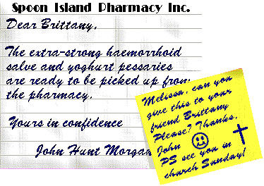 A note from the Spoon Island pharmacy.