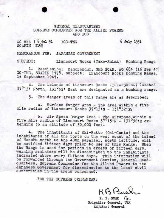 The Reassertion of Dokdo as a Bombing Range.