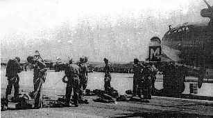 Crew of the 93d BG preparing for flight to Okinawa