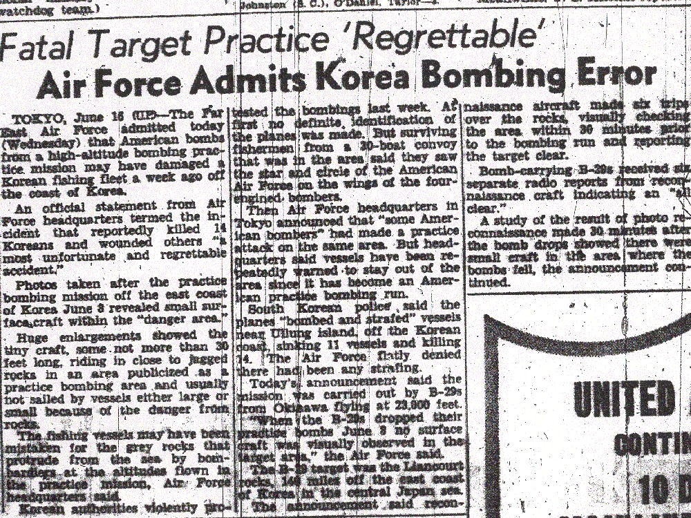 San Francisco Chronicle article on the June 8th bombing.  Reported by the United Press from Tokyo on June 16th.