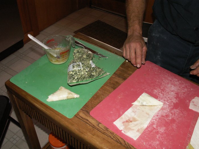 start folding phyllo dough with filling