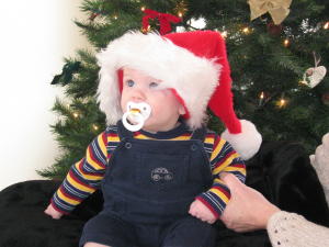 Pic, Braden in Santa hat.