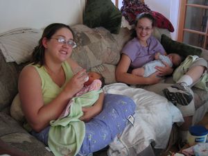 Pic, sisters with babies