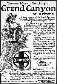 Sante Fe advertisement with Thomas Moran