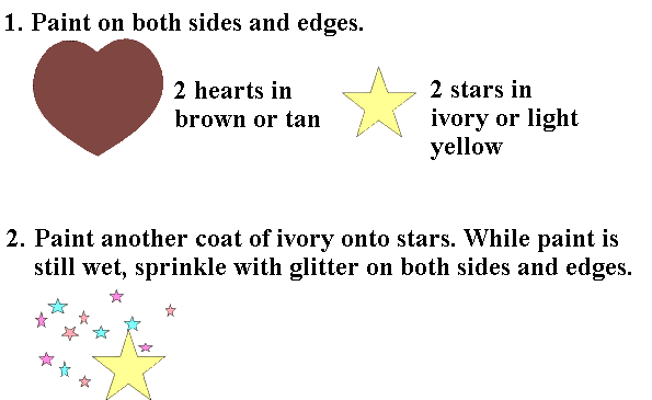 Paint pieces and sprinkle glitter on stars.