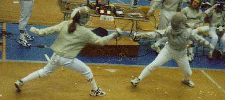 The women's saber team in action!
