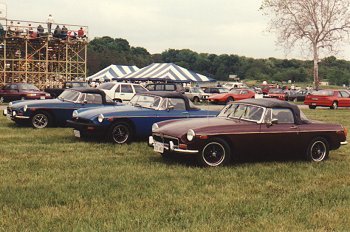 Elizabeth chatting with a couple of her friends at Summit Point Raceway