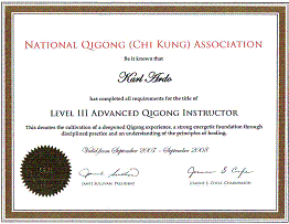 Karl's Level III Advanced QiGong Instructor Certification