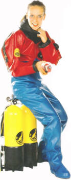Very pretty girl dressed in a Viking Sport Rubber Drysuit