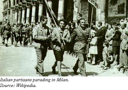 Italian partisans parading in Milan