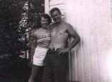 My Husband Cory & Me beside 'C cabin'