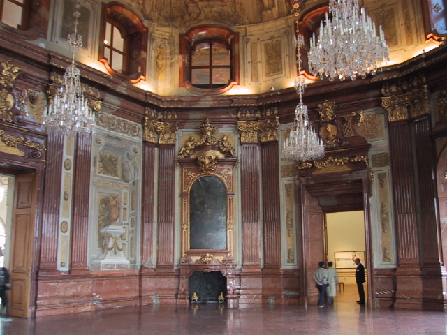 Views from this room are to the east across the gardens and the center ring of the city.