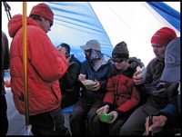 Mmm Good!  Hot dinner before alpine start tonight...