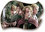 4 hobbits en su primera lucha