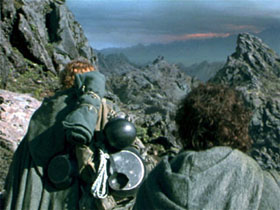 Sam y Frodo en la frontera de Mordor