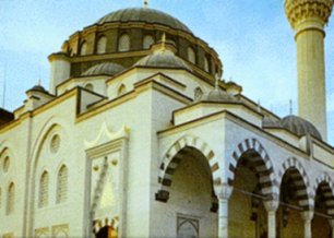 View of the Tokyo Jamee Mosque, Japan.  Built in 1938, it is the Oldest Masjid in Japan.  The Turkish influence is clear in its architecture and design.