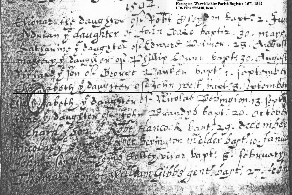 Elizabeth West's baptism