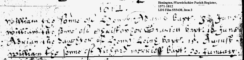 Willliam Merrill's baptism, 1614/15