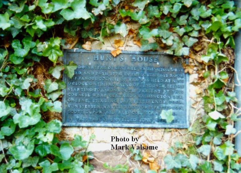 Plaque at Hunt's House