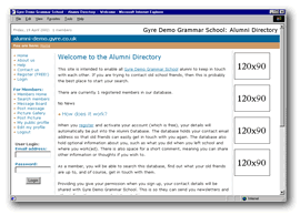 Generic alumni software screenshot