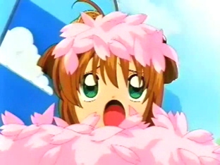 Sakura bajo ptalos de cerezo